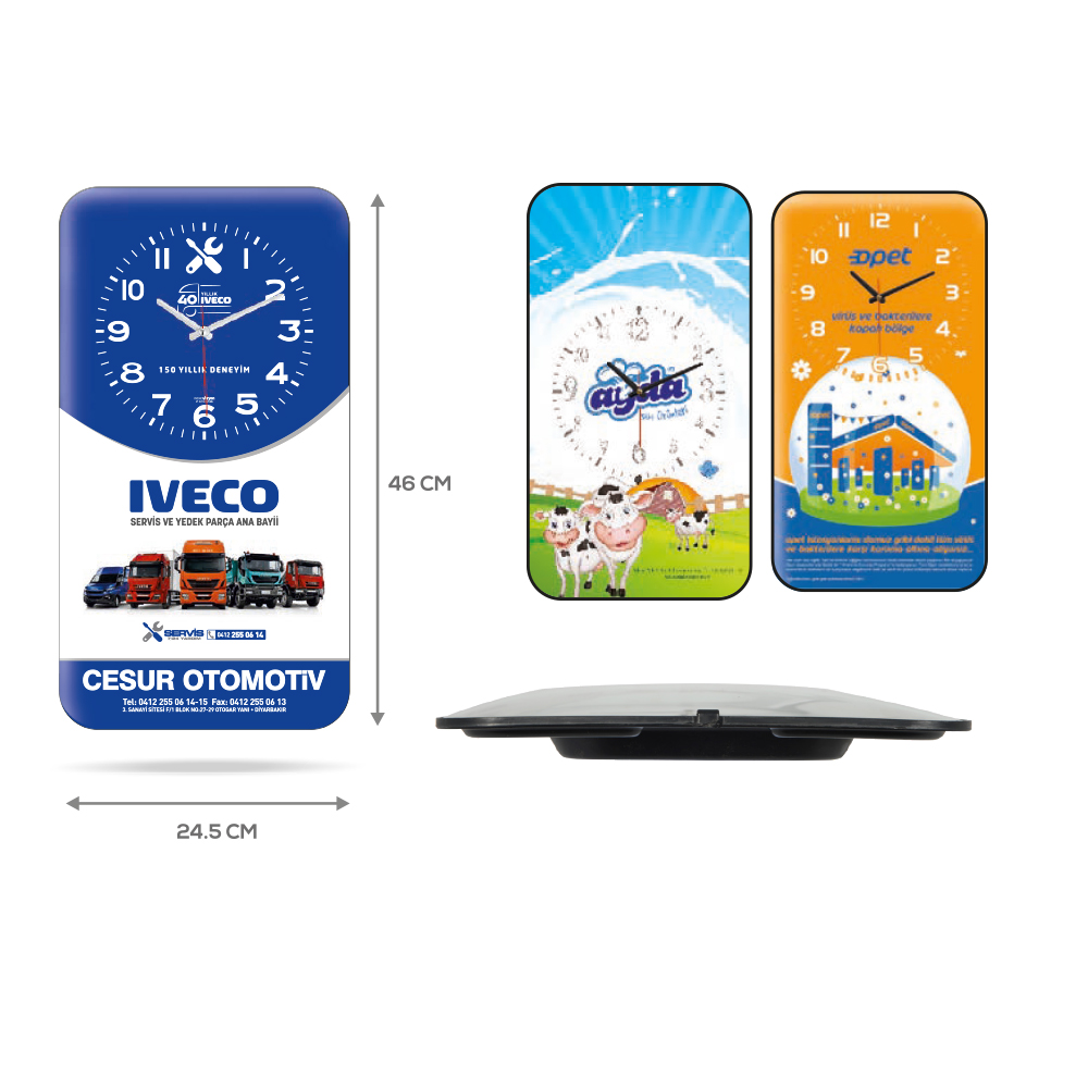 Dikdörtgen Bombeli Duvar Saati