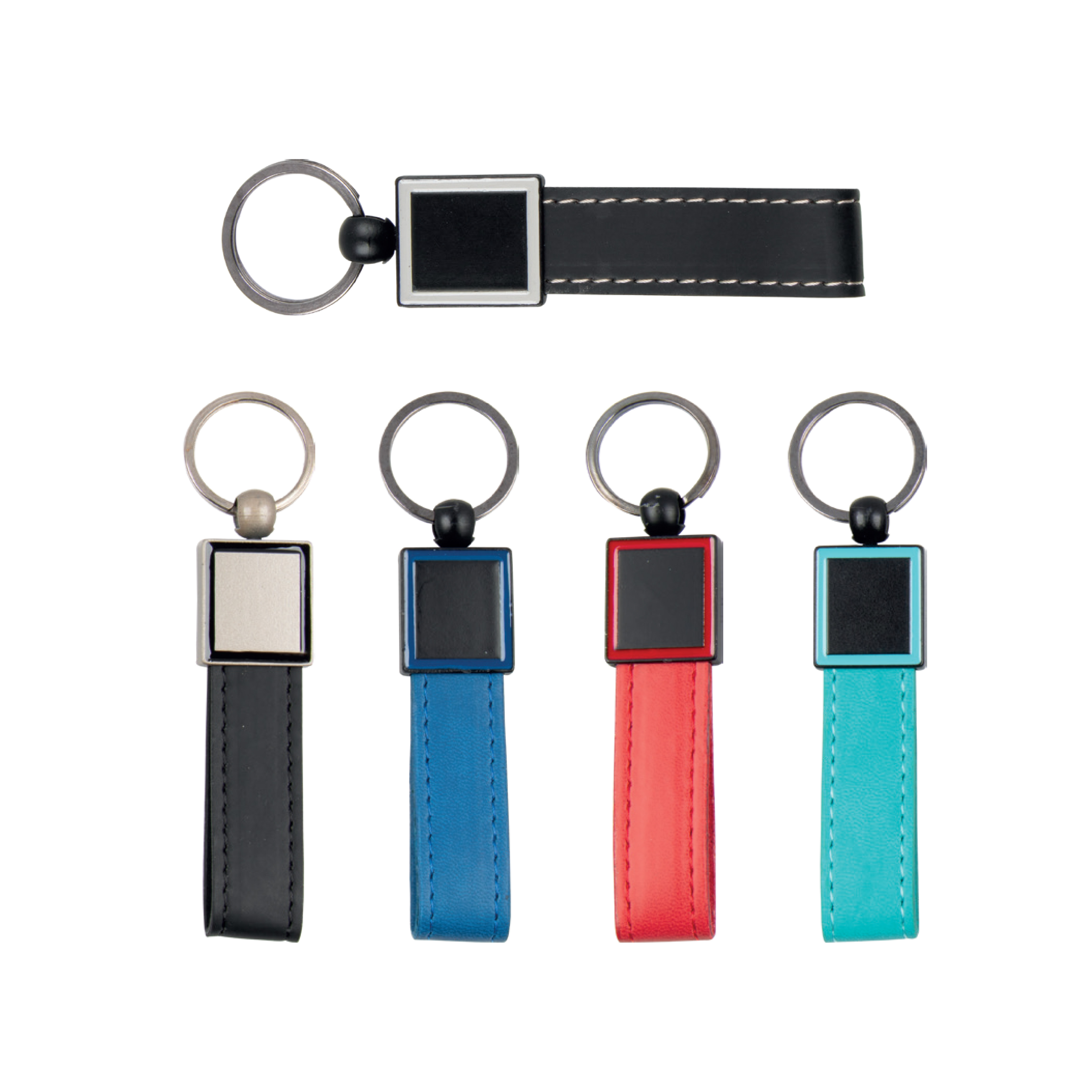 Metal Başlıklı Çift yön Deri Anahtarlık