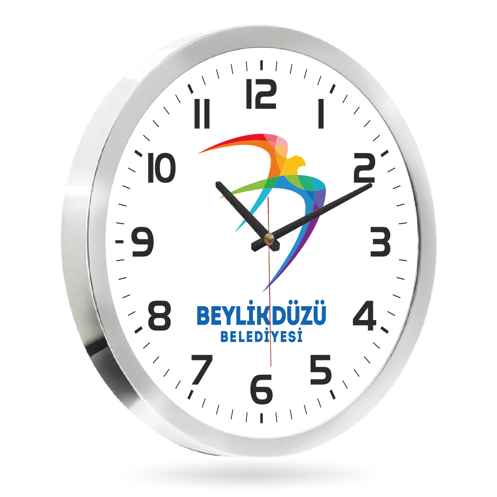 Krom Duvar Saati - 40 cm çap