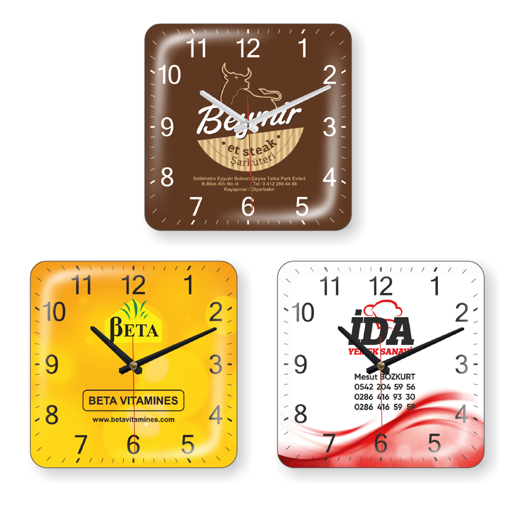 Bombeli Duvar Saati - Kare